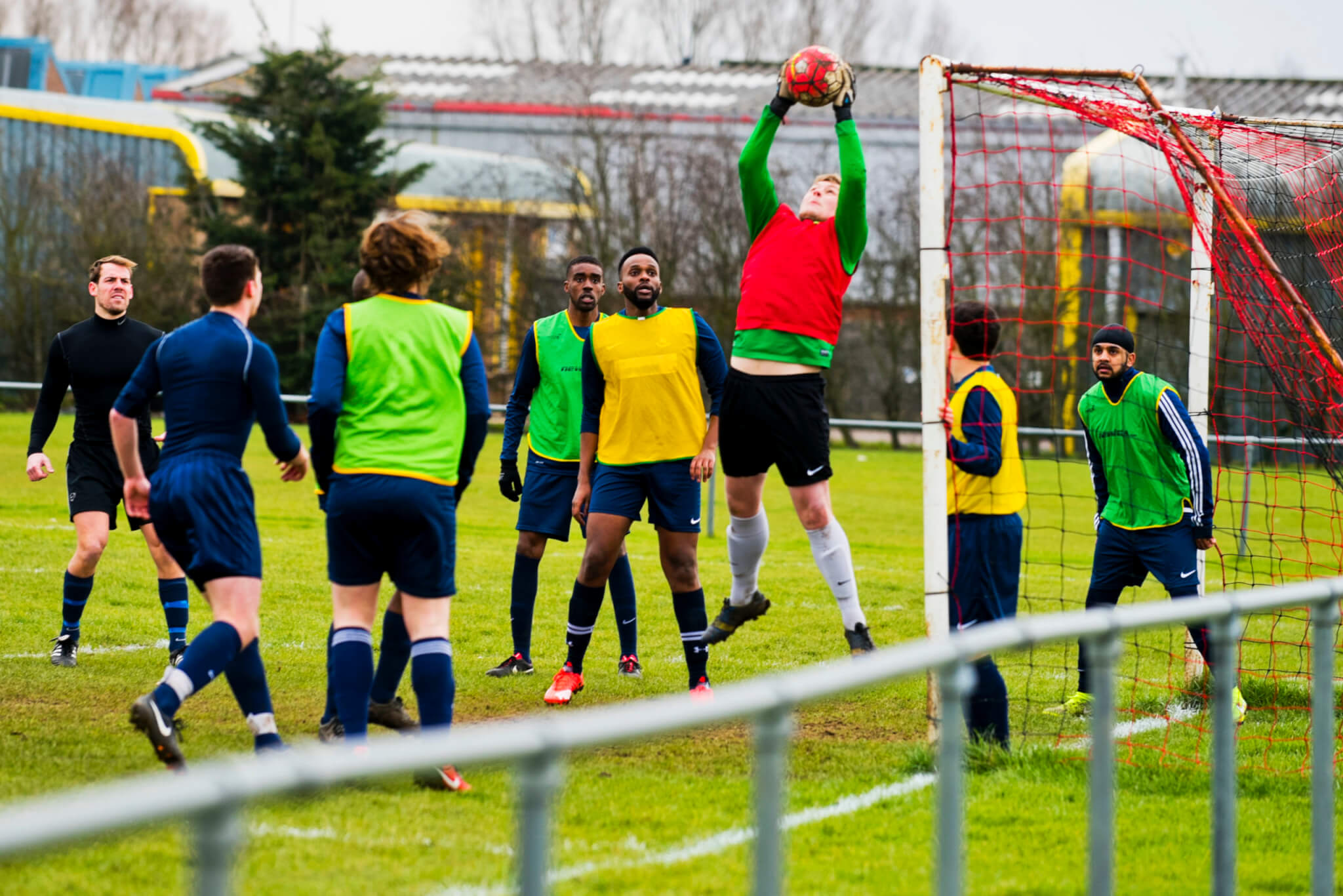 Team playing a football game